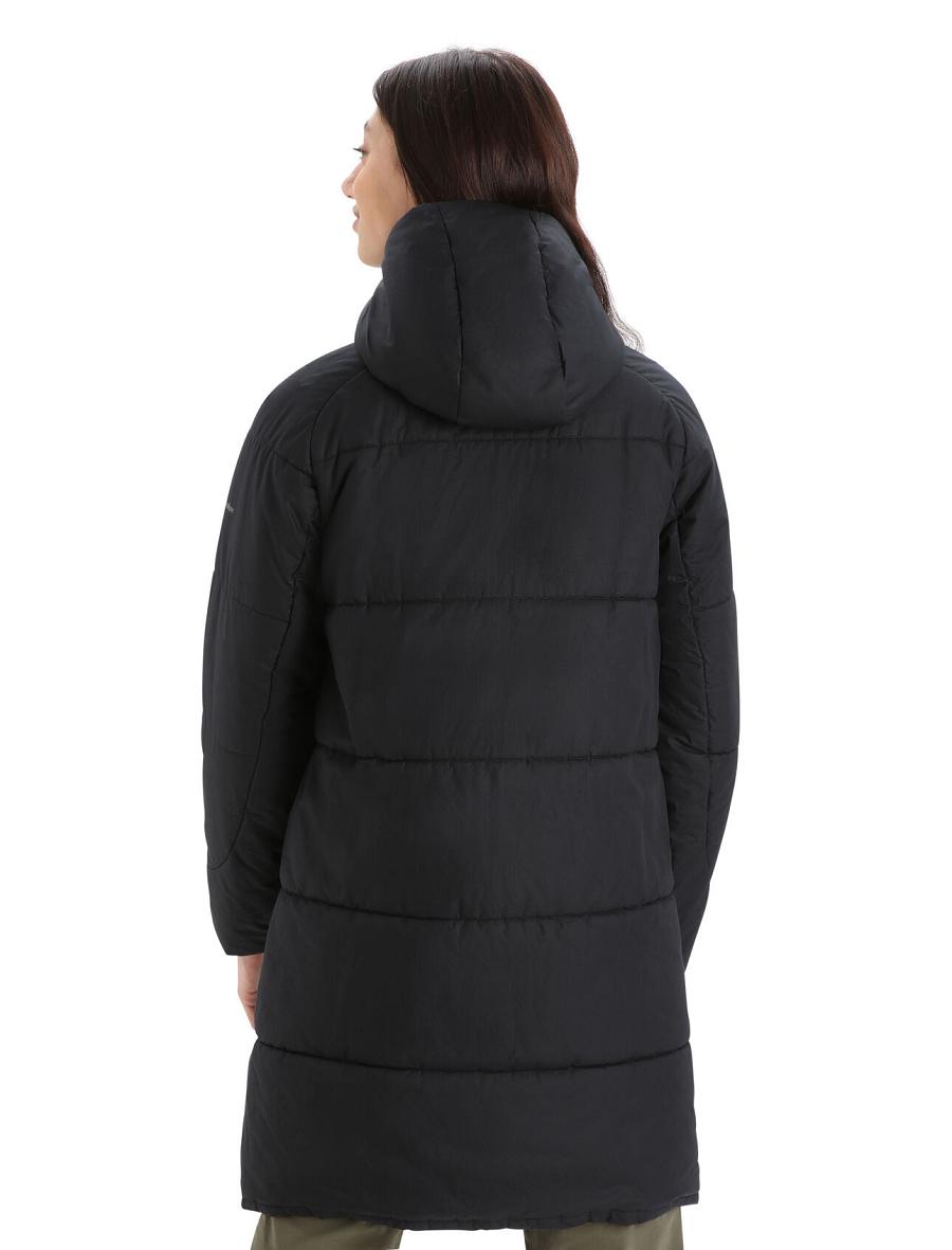 Black Icebreaker MerinoLoft™ Collingwood II 3Q Hooded Women's Jackets | AU 1656BEXC